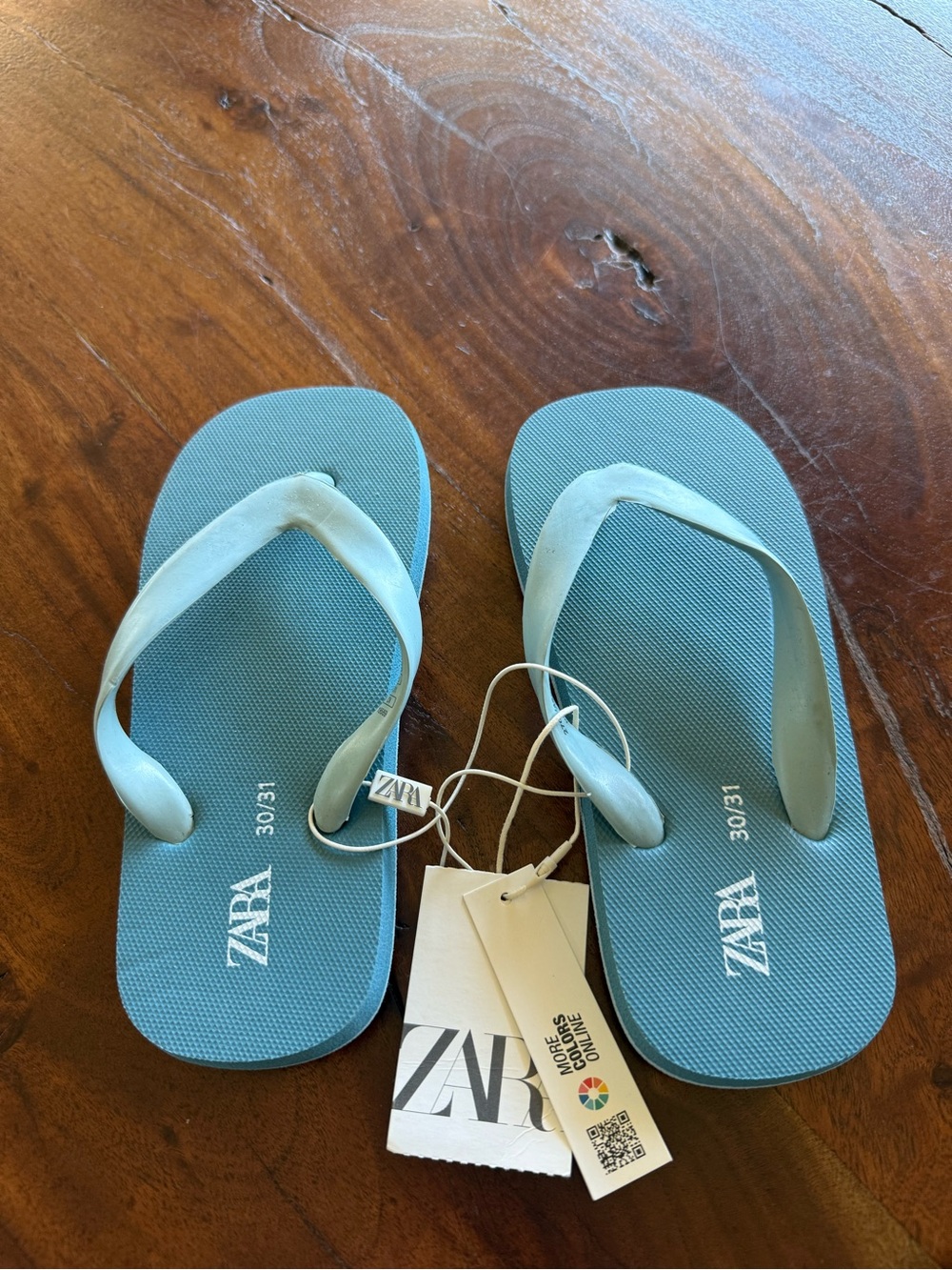 Zara blue/teal Kids Flip Flop.  Size 12.5
